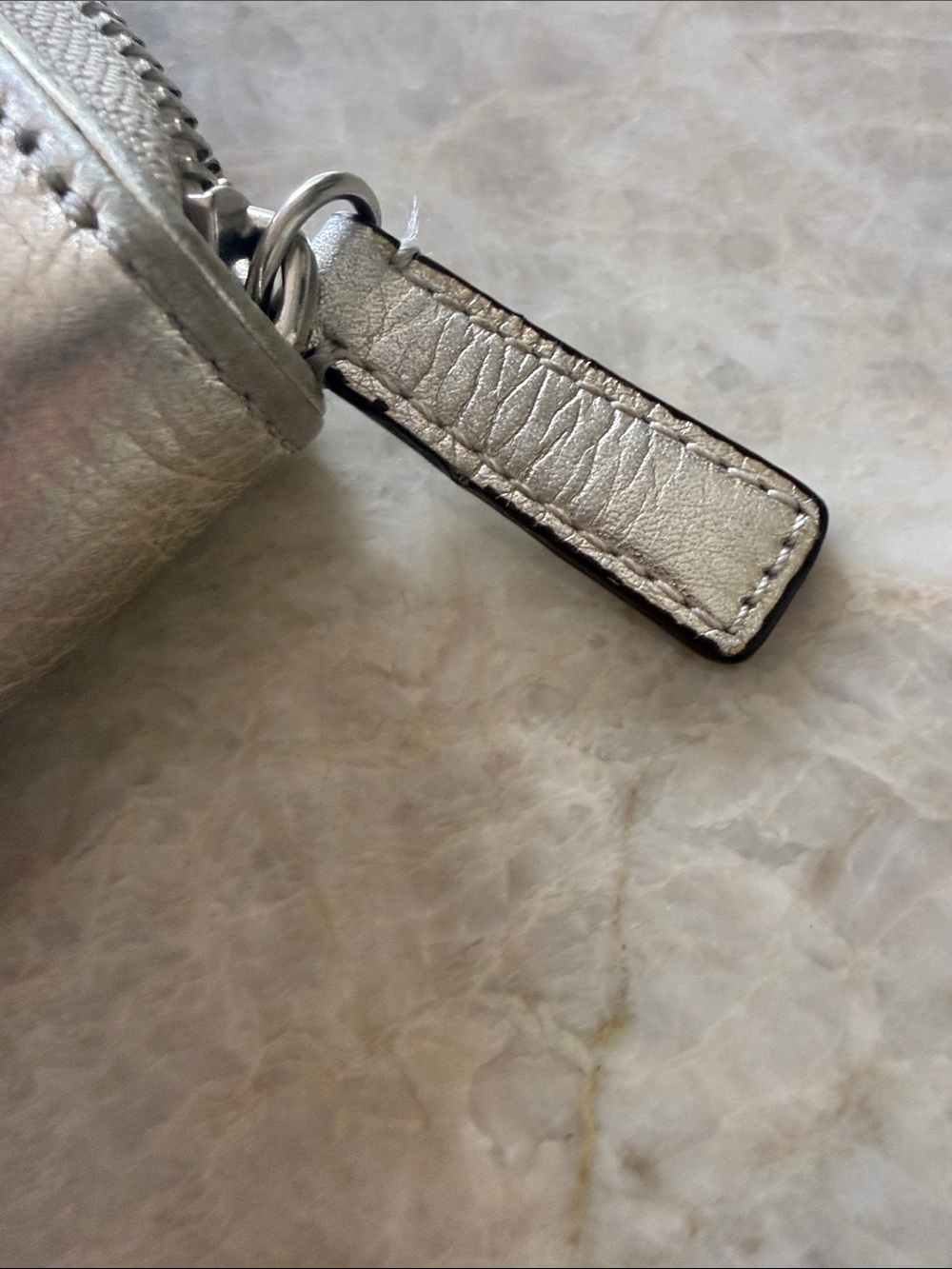 Coach Authentic Metallic Gold Zip-Around Wallet with Silver Logo Accent - Picture 5 of 14